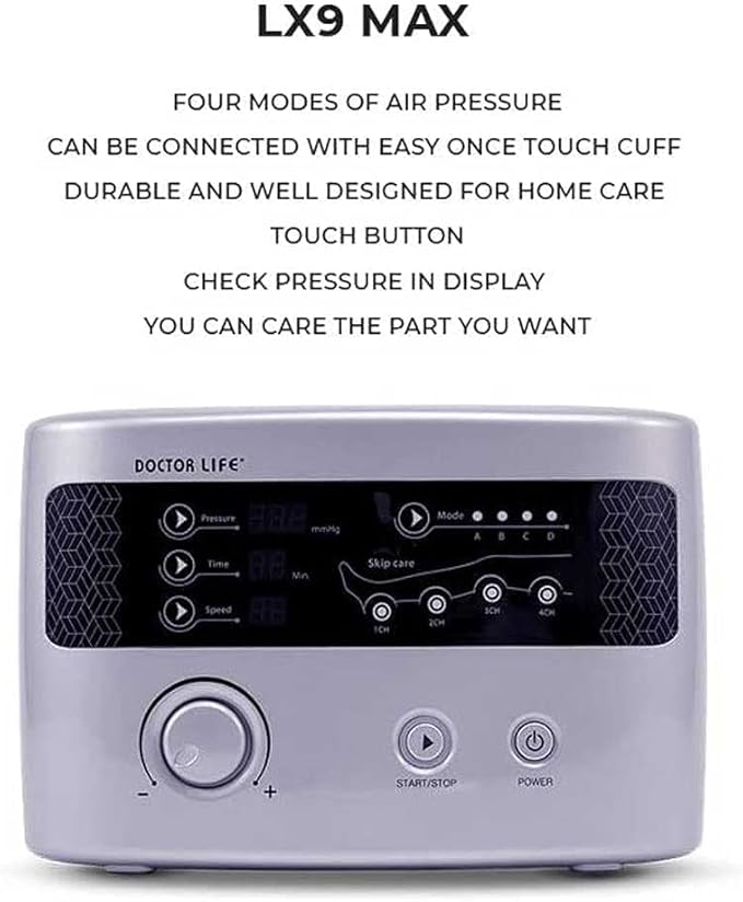 DOCTOR LIFE LX9max Full Body (A) - Sequential Air Compression Recovery System : Device + Legs (2XL) + Arm + Waist + Bag (FSA-HSA Approved)