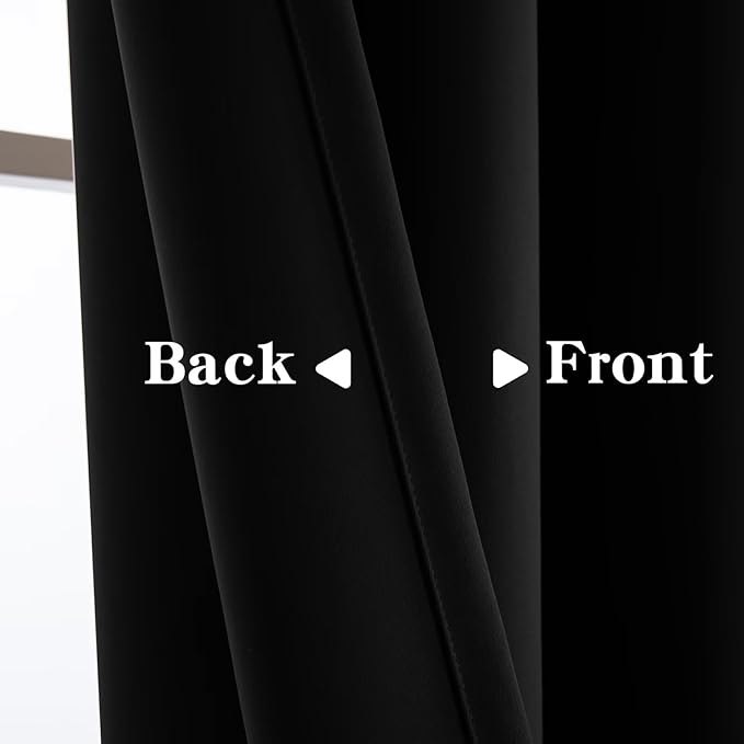 Black Curtains 96 Inches Long for Bedroom, Black Out CurtainsThermal Insulated Blackout 2 Panels Set, Long Drapes for Living Room Windows Solid Grommet Privacy, W52 x L96