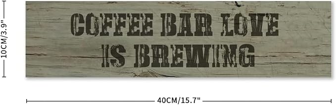 Generic Funny Wood Sign Coffee Bar Love is Brewing Rustic Wooden Hanging Sign Home Farmhouse Kitchen Wall Decoration 16 x 4 Inch