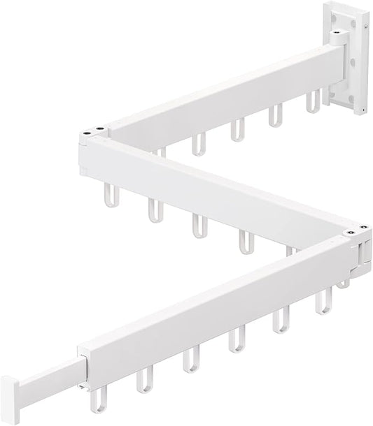 Clothes Drying Rack Wall Mounted,Drying Rack Clothing,Clothes Hanging Rack,Retractable,Collapsible(Tri-Fold), White Color(Ring)