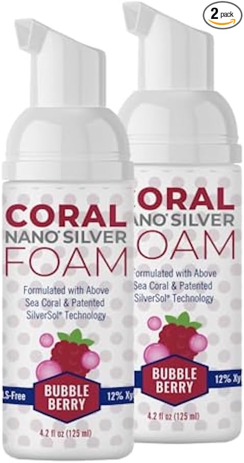 Coral Nano Silver Kids Fluoride Free Foaming Bubble Berry Coral Calcium Toothpaste, Natural Formula, SLS and Glycerin Free - 4 Ounce