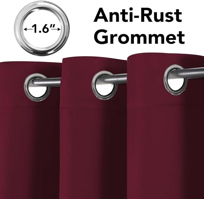 H.VERSAILTEX Christmas Curtains for Bedroom Thermal Insulated Room Darkening Living Room Curtains 84 Inch Long Grommet Privacy Protection Window Curtain Panels/Drapes for Nursery, 2 Panels, Burgundy