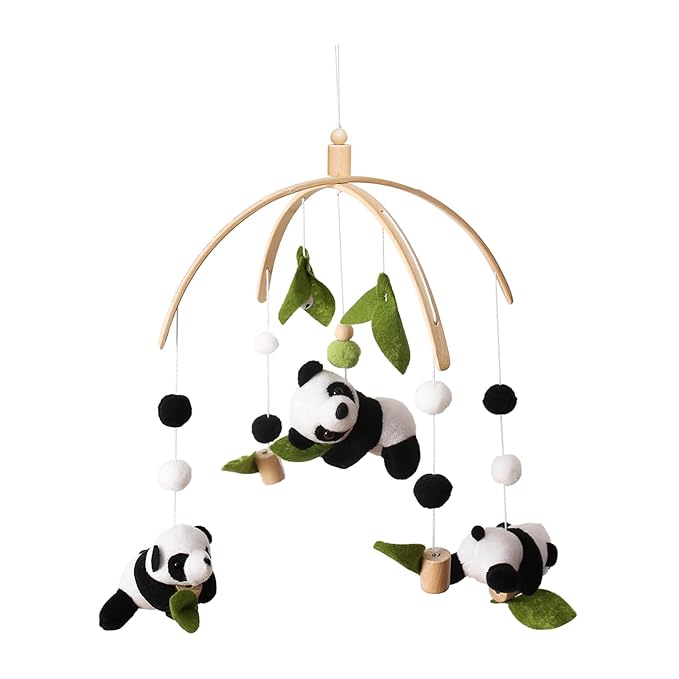 Baby Crib Mobile - Panda Mobile for Crib, Nursery Mobile Decor, Baby Bassinet Mobile Toy - Shower Set for Infant Bedroom Hanging Decoration, Gender Neutral Baby Gift