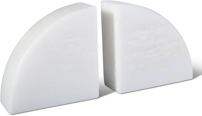 Marble Bookend for Shelves, Non-Skid Bookends for Heavy Books, Heavy Duty Book Stopper for CDs, Luxury Book Shelf Holder, Quarter Circle Design Book Ends Decorative, Namib Fantasy, Set of 2