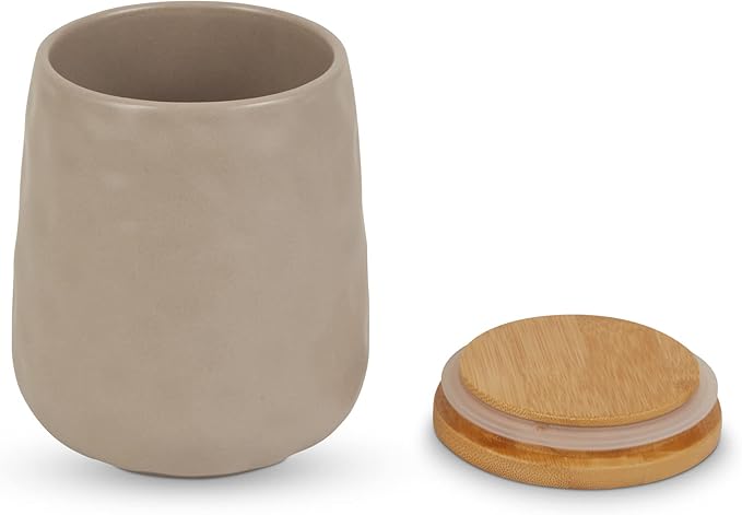 DII Kitchen Accessories Collection, Textured Matte Ceramic Canister Set, Stone, Dimple, 2 Piece