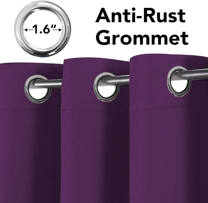 H.VERSAILTEX Blackout Curtains for Bedroom Thermal Insulated Room Darkening Living Room Curtains 84 Inch Long Grommet Privacy Protection Window Curtain Panels/Drapes for Nursery, 2 Panels,Plum Purple