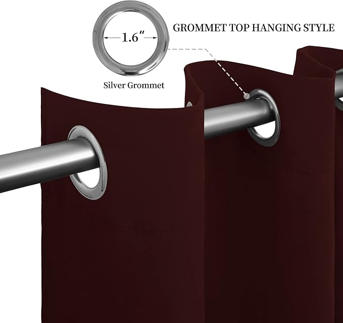 Easy-Going Blackout Curtains for Bedroom, Solid Thermal Insulated Grommet and Noise Reduction Window Drapes, Room Darkening Curtains for Living Room, 2 Panels (52x108 in,Wine)