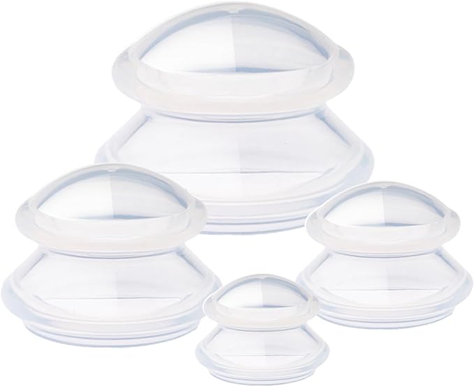 4 Pcs Cupping Therapy Professional Silicone Cupping Set,Suitable for Body Massage/Deep Myofascial Release/Pain Relief/Muscle Relaxation & More (Clear,4pcs)