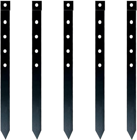 24Pcs Metal Garden Landscape Edging Stakes Black,10in anchoring Stakes Landscape Anchoring Spikes for Terrace Board, Grass Barrier, Landscape Edging Coil, Garden Liner, Bender Board