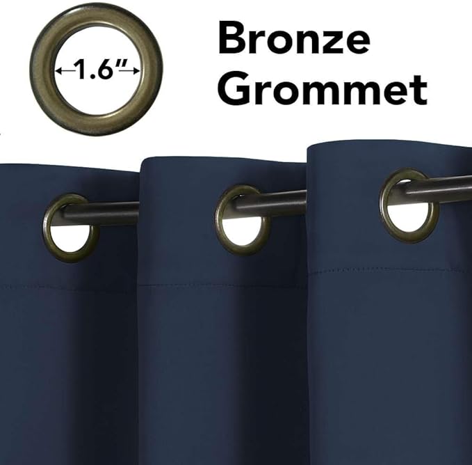 H.VERSAILTEX Ultimate Blackout Solid Grommet Thermal Insulated Curtain Panels/Drapes,52W x 72L - Inch (Set of 2,Navy)