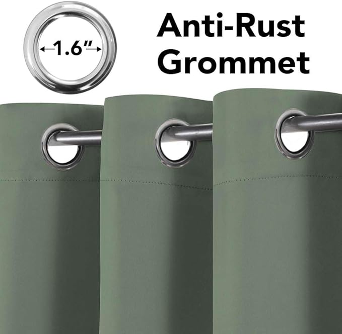 H.VERSAILTEX Room Darkening Curtains for Living Room Light Reducing Thermal Insulated Window Treatment Panels/Drapes Grommet Top 2 Panels Green Bay - 52 x 72 Inches