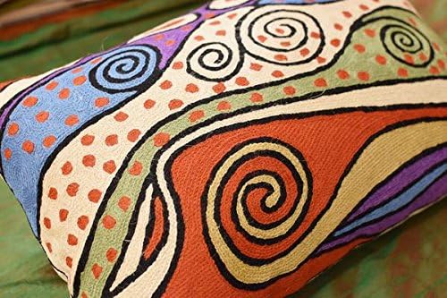 Lumbar Rust Klimt Contemporary Throw Pillows | Modern Pillow Cases | Abstract Pillows | Modern Accent Pillow | Rust Mid Century Chair Cushions | Handmade Cushion | Wool Size 14x20