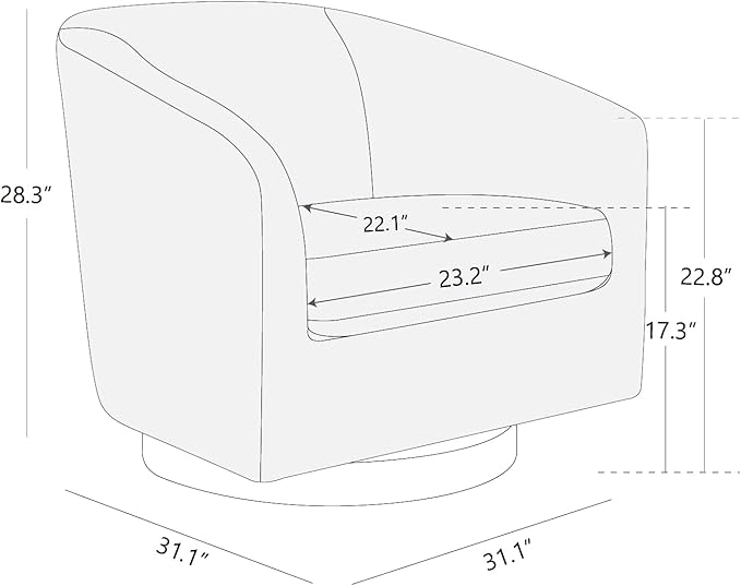 CHITA Swivel Accent Chair, FSC Certified Upholstered Fabric Barrel Chair for Living Room, Fully Assembled, Dark Grey