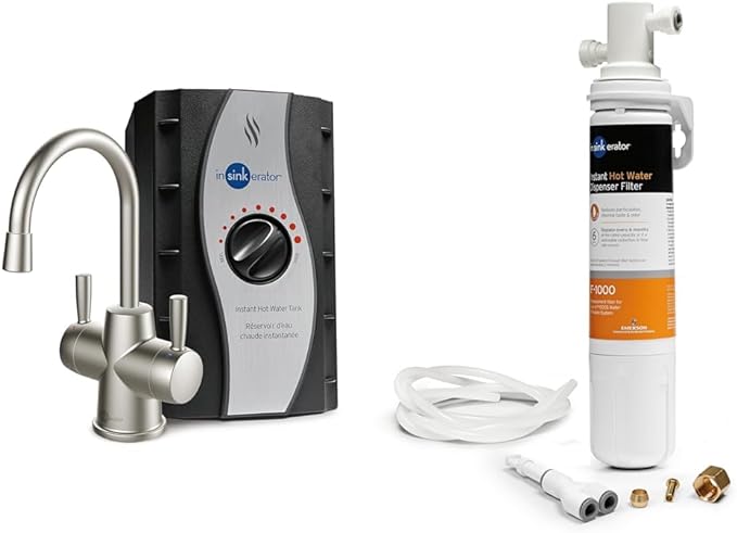 InSinkErator HOT250 Instant Hot and Cold Water Dispenser System & F-1000S Standard Under Sink Water Filtration System for Instant Hot and Cold Water Dispenser System