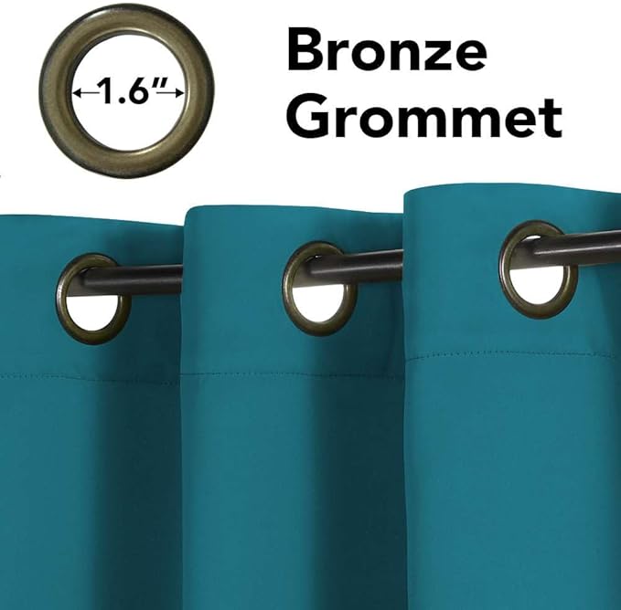 H.VERSAILTEX Blackout Thermal Insulated Solid Room Darkening Curtains/Panels/Drapes for Bedroom 108 Inches Long, Grommet Light Blocking Curtains for Sliding Glass Door, Turquoise Blue, Set of 2