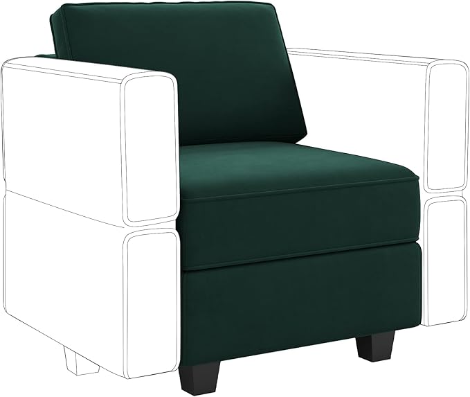 Belffin Modular Sofa Middle Module with Storage for Modular Sectional Sofa Couch Velvet Accent Armless Chair Green