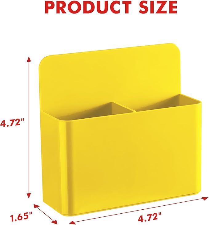 BEYGORM 2 Pack Plastics Magnetic Pen Holder for Refrigerator, Dry Erase Marker Holder for Whiteboard，Magnet School Locker Organizer Accessories, Pencil Cup, Pen Caddy, Classroom Organization(Yellow)