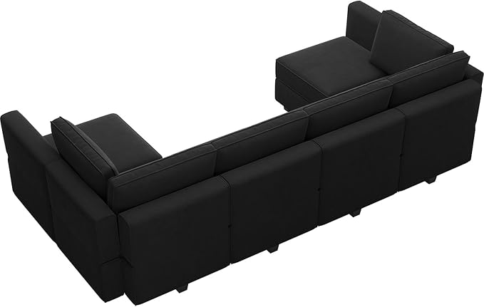Belffin Modular Reversible Sectional Sofa U Shaped Couch with Storage Seat with Chaise Velvet Black