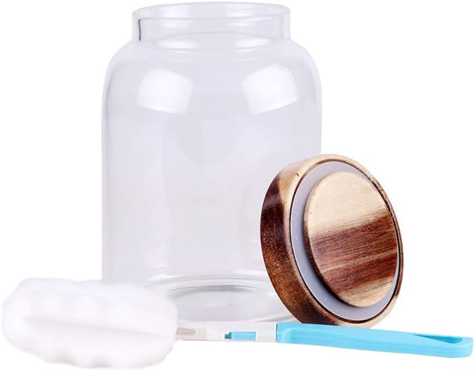 Glass Storage Jar, Food Storage Container/Canisters with Airtight Lid for Serving Tea, Coffee, Honey,.Spice, Perfect as a Cereal Dispenser (6.3 inch high)