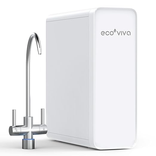Ecoviva Under Sink Reverse Osmosis System, 8-Stage Water Filtration System, 600 GPD Water Purifier, Fast Dispense, 2.5:1 Pure to Drain, Easy Installation, Reduce PFAS, NSF/ANSI 58 Certified