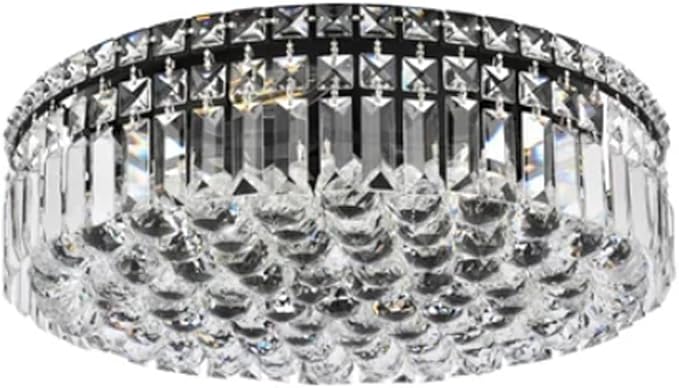 6-Lights Black Crystal Flush Mount Chandelier Light Fixture K9 Crystals Modern Ceiling Lights Elegant Pendant Lamp for Bedroom,Hallway,Bar,Living Room,Dining Room,H5.9 xW20 (Bulbs Not Included)