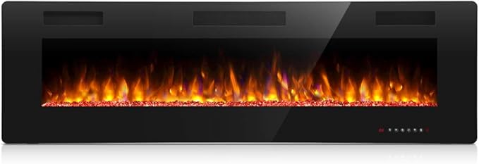 Antarctic Star 42 Inch Electric Fireplace in-Wall Recessed and Wall Mounted, Fireplace Heater and Linear Fireplace with Multicolor Flame, Timer, 750/1500W Control by Touch Panel & Remote