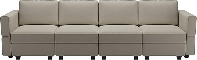 Belffin Modular Sofa Couch with Storage Seats Sectional Sofa Velvet Sofas for Living Room Grey