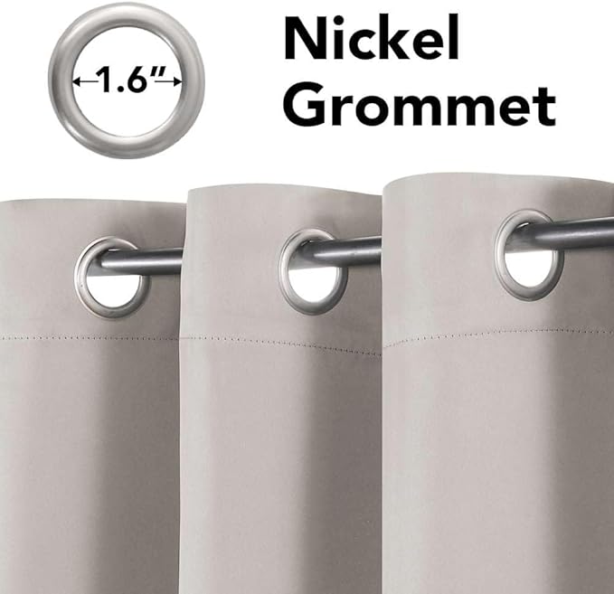 H.VERSAILTEX Premium Blackout Thermal Insulated Room Darkening Curtains for Bedroom/Living Room - Classic Grommet Top (2 Panels, Stone, 52 Inch by 63 Inch)