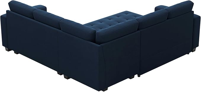 Belffin Modular Sectional Sleeper Sofa with Pull Out Couch Bed Velvet Convertible L Shaped Sectional Couch for Living Room Apartment Blue