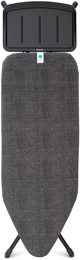 Brabantia Ironing Board C, XL Steam Unit Holder, Adjustable Height, Non-Slip Rubber Feet, Foldable, Denim Black, Size C (49 x 18 inches), Metal Frame, Free Standing, 63 inches