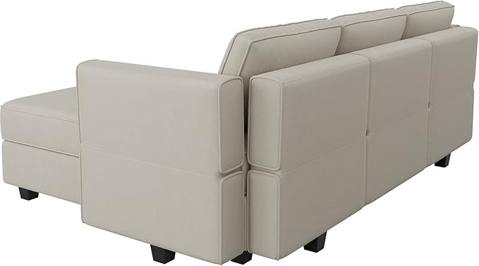 Belffin Convertible Sectional Sofa with Chaise Velvet L Shaped Sofa Couch Modular Sectional Sofa with Storage Grey