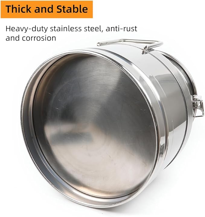 Stainless Steel Milk Can, 60L/15.9 Gallon Heavy Duty Airtight Storage Canister Milk Bucket with Lid, Embedded Silicone Milk Jug Wine Pail Water Cereals Bucket with Three Latches and Two Handles