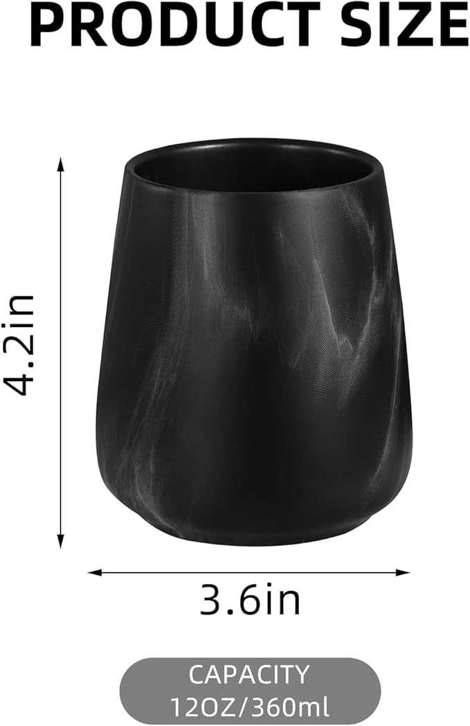 2Pcs Toothbrush Holder for Bathroom - Marble Black Ceramic Tooth Brushing Holders Set, Toothbrush Cup & Toothpaste Organizer for Bathroom Countertop, Makeup Brush Holder, Pen Holder for Home Storage