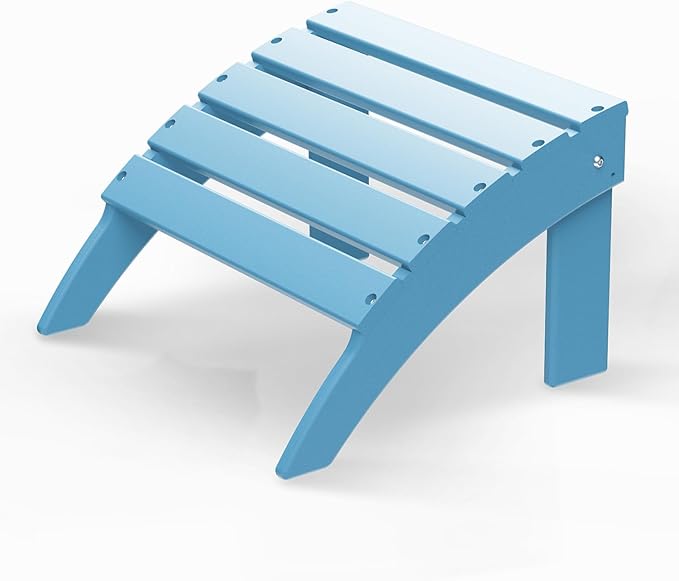 GREENVINES Adirondack-Ottoman | HDPE Plastic | Outdoor Footrest | All Weather | Foot Rest | Foot Stool | Arctic | for Adirondack Chair | for Patio Backyard Pool