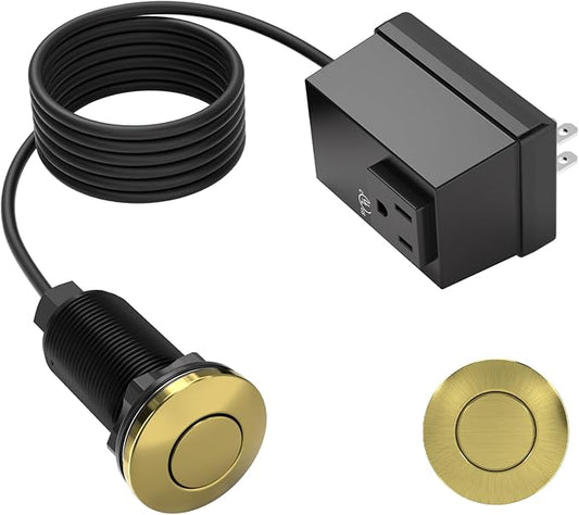 APIELE Garbage Disposal Air Switch Kit, Sink Top Push Button Switch for Food Waste Disposer, UL Listed 3.6" Long On/Off Air Button (Matte Rose Gold)