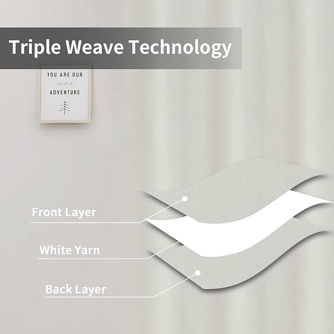 Easy-Going Blackout Curtains for Bedroom, Solid Thermal Insulated Grommet and Noise Reduction Window Drapes, Room Darkening Curtains for Living Room, 2 Panels(42x72 in, Ivory)