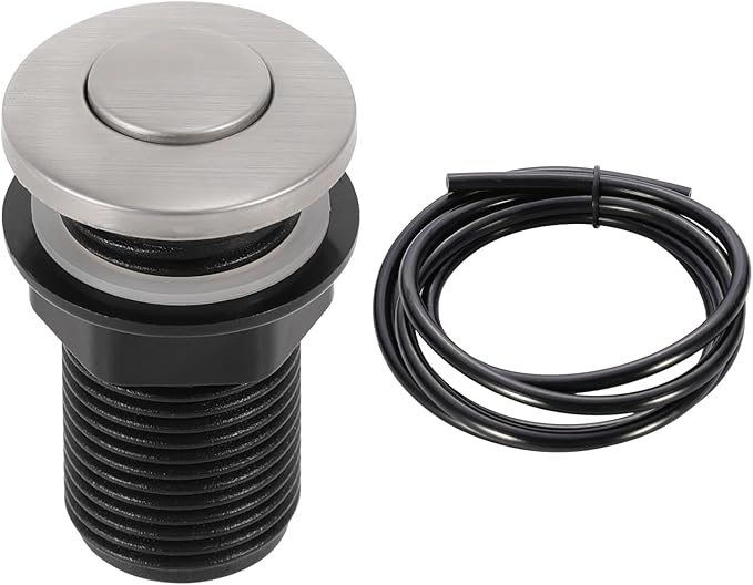 RQYEKDO Garbage Disposal Air Switch Kitchen Sink Top Long Stainless Steel Brushed Nickel Long 32mm/1.26 inch for Food and Waste Disposal On/Off Air Button Parts