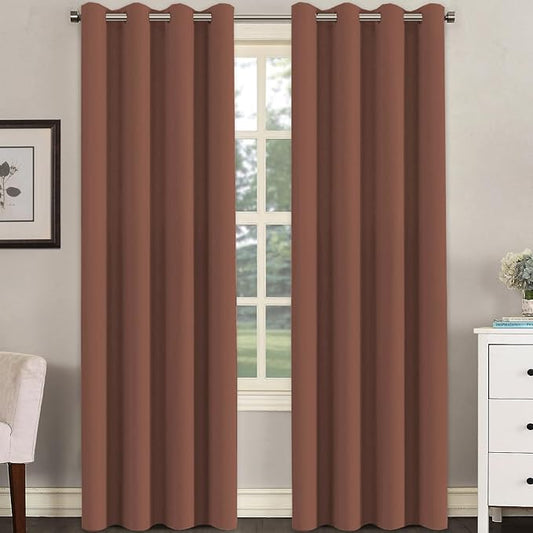 H.VERSAILTEX Room Darkening Curtains for Living Room Light Reducing Thermal Insulated Window Treatment Panels/Drapes Grommet Top 2 Panels (Washed Spice - 52 x 84 Inches)
