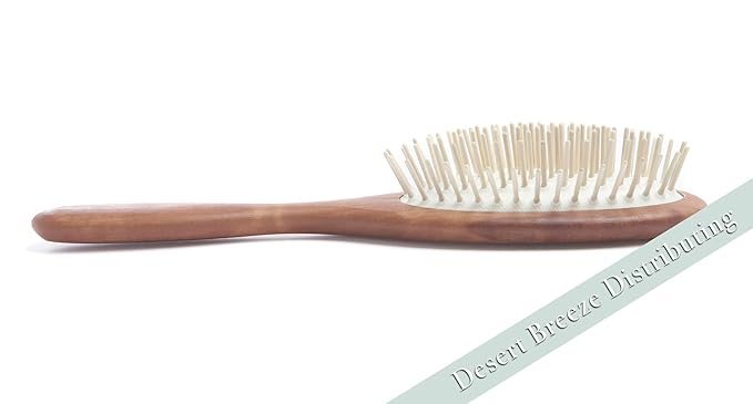 Desert Breeze Natural Wood Bristle Hair Brush, Gentle Scalp Massage, Pear Wood Handle, Made in Germany, For All Hair Types, Rounded Wooden Pins, Anti-Static