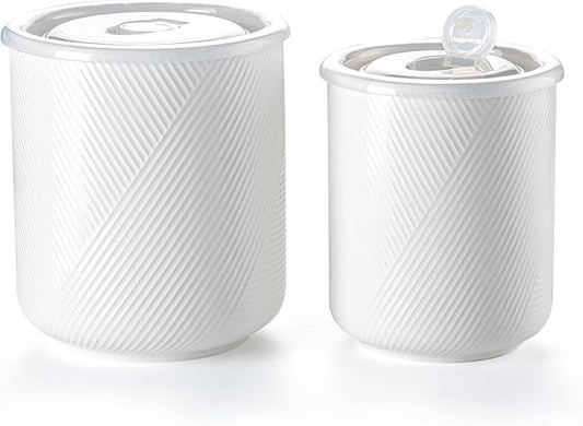 Food Storage Containers with Airtight Lids: Ceramic Canister Sets for Kitchen Countertop - Porcelain Jar for Coffee Tea Flour Sugar Rice Cookies Candy - White (42+75 oz)