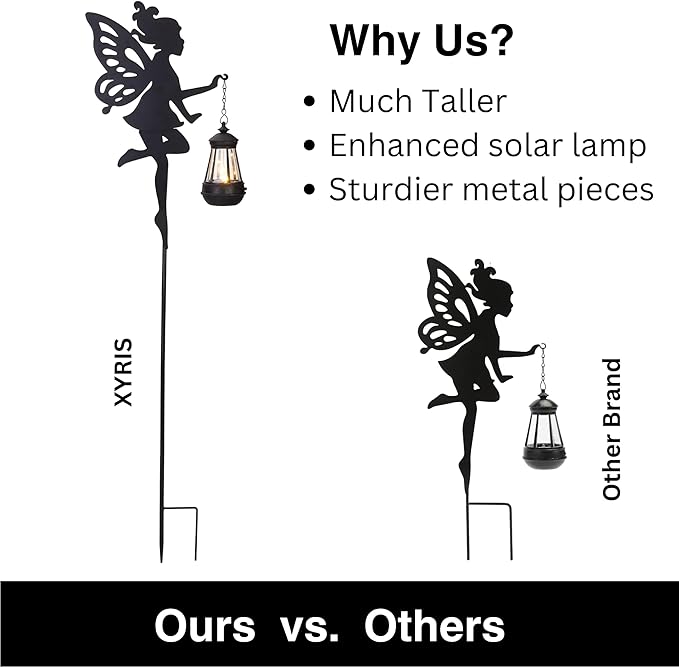 Fairy Garden Accessories Halloween Decorations Lawn Ornaments 1 Pair - Solar Lights Outdoor Garden Statue, Metal Stakes Decorative Figurines for Yard Decor, Patio (Type A Warm Lighting)