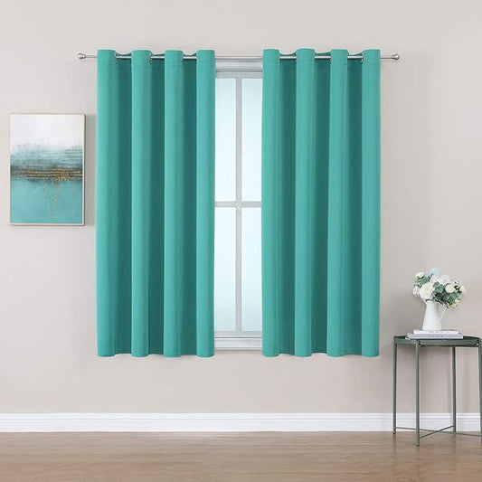 ChrisDowa Grommet Room Darkening Curtains for Bedroom and Living Room - 2 Panels Set Thermal Insulated Blackout Curtains (Teal, 52W x 63L)