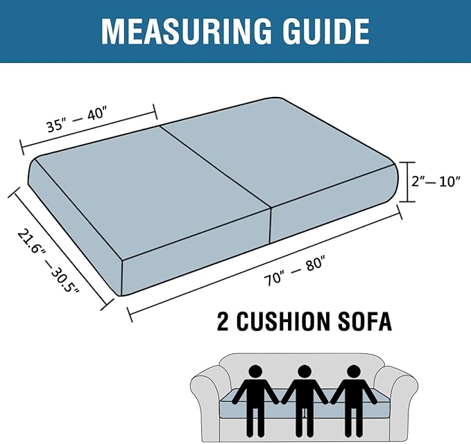 H.VERSAILTEX Super Stretch Individual Seat Cushion Covers Sofa Covers Couch Sets Slipcover Thick Jacquard Textured Twill Fabric (2 Piece Large Sofa Cushion Covers, Sage)