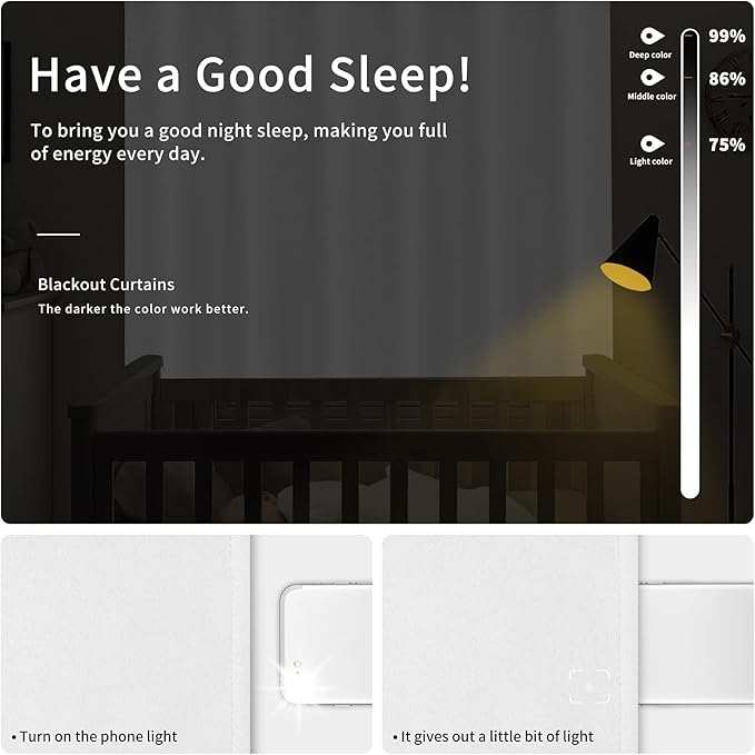 Easy-Going Blackout Curtains for Bedroom, Solid Thermal Insulated Grommet and Noise Reduction Window Drapes, Room Darkening Curtains for Living Room, 2 Panels(42x84 in, Ivory)