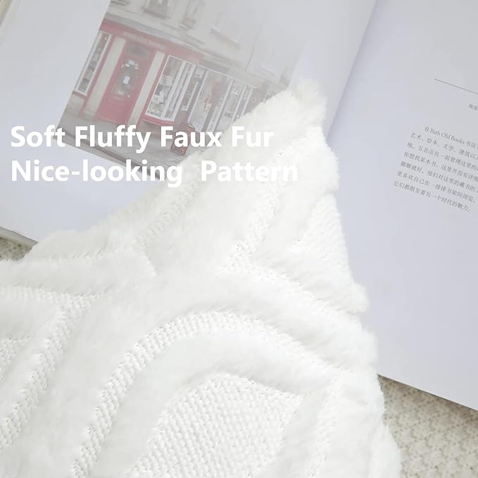 decorUhome Throw Pillow Covers 22x22 Inch Set of 2, Soft Plush Decorative Faux Fur Cream Beige Solid Couch Pillow Covers, Accent Farmhouse Neutral Square Euro Pillow Cases for Sofa Bed Living Room