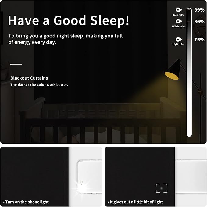 Easy-Going Blackout Curtains for Bedroom, Solid Thermal Insulated Grommet and Noise Reduction Window Drapes, Room Darkening Curtains for Living Room, 2 Panels(42x72 in, Black)