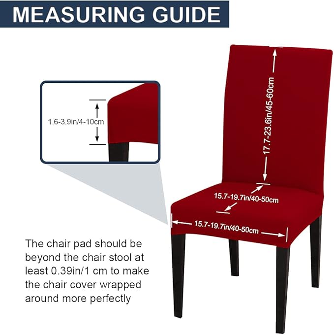 JQinHome 8 Pcs Dining Chair Slipcover,High Stretch Removable Washable Chair Seat Protector Cover for Home Party Hotel Wedding Ceremony (Red)