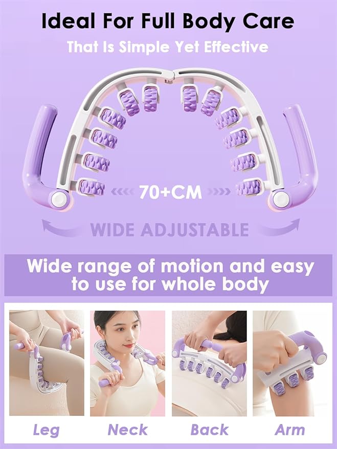 Anti Cellulite Massager Roller w/Detachable Roller Handles for Whole Body, Leg, Lumbar, Shoulder, Back, Arm Massage Stretch Roller Swelling Release Stress Relief Yoga Goods Dieting Equipment
