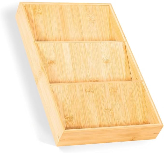 Bamboo Spice Rack Organizer for Drawer 3 Tier Bamboo Spice Tray Cabinet for Kitchen Storage and Organizer (Pre-Measure Your Drawer)(1 Pack, Drawer)