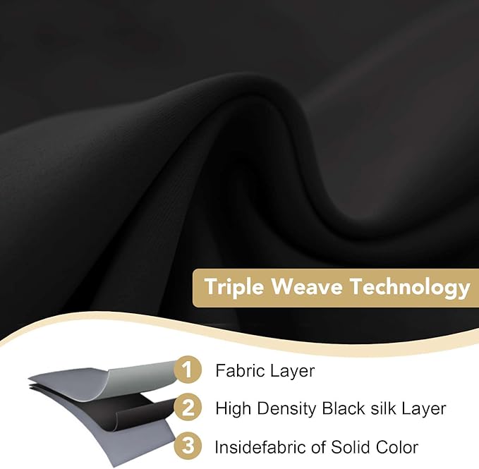 H.VERSAILTEX Blackout Curtains for Bedroom Thermal Insulated Room Darkening Living Room Curtains 63 Inch Long Grommet Privacy Protection Window Curtain Panels/Drapes for Nursery, 2 Panels,Jet Black